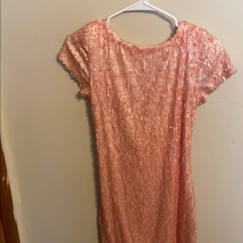 Pink sequin low back mini dress